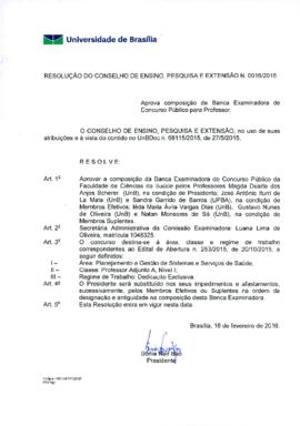 Resolução do Conselho de Ensino, Pesquisa e Extensão Nº 0016/2016
