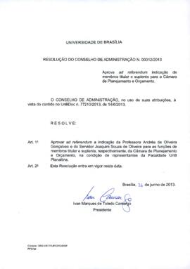 Resolução do Conselho de Administração nº 0012/2013