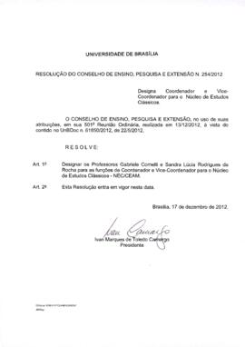 Resolução do Conselho de Ensino, Pesquisa e Extensão nº 0254/2012