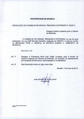 Resolução do Conselho de Ensino, Pesquisa e Extensão nº 0099/2012