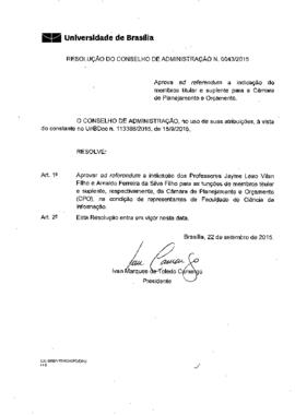 Resolução do Conselho de Administração nº 0043/2015
