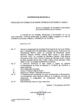 Resolução do Conselho de Ensino, Pesquisa e Extensão nº 0168/2010