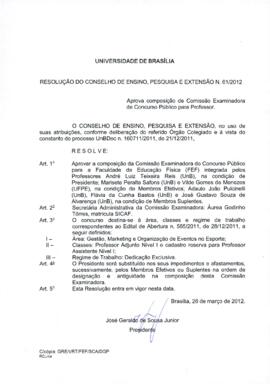 Resolução do Conselho de Ensino, Pesquisa e Extensão nº 0061/2012
