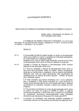 Resolução do Conselho de Ensino, Pesquisa e Extensão nº 0072/2013