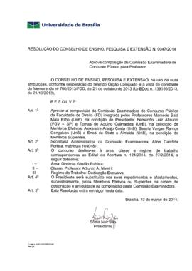 Resolução do Conselho de Ensino, Pesquisa e Extensão nº 0047/2014