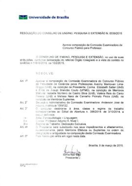 Resolução do Conselho de Ensino, Pesquisa e Extensão nº 0039/2015