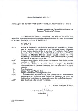 Resolução do Conselho de Ensino, Pesquisa e Extensão nº 0140/2012