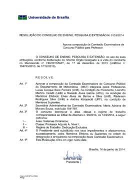 Resolução do Conselho de Ensino, Pesquisa e Extensão nº 0133/2014