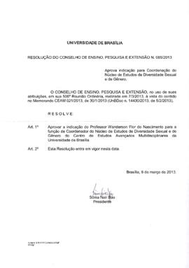 Resolução do Conselho de Ensino, Pesquisa e Extensão nº 0085/2013