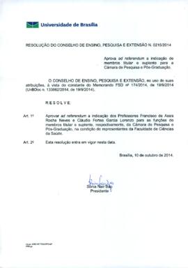 Resolução do Conselho de Ensino, Pesquisa e Extensão nº 0215/2014