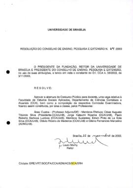 Resolução do Conselho de Ensino, Pesquisa e Extensão nº 0064/2003
