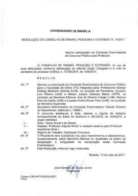 Resolução do Conselho de Ensino, Pesquisa e Extensão nº 0070/2011