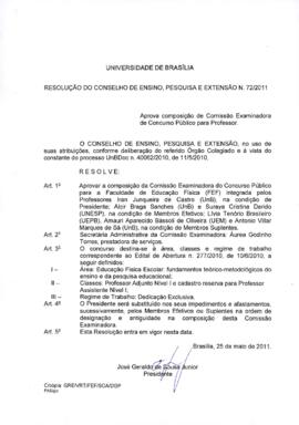 Resolução do Conselho de Ensino, Pesquisa e Extensão nº 0072/2011