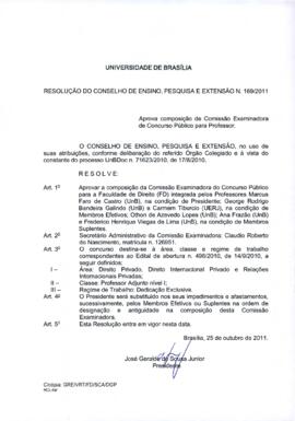 Resolução do Conselho de Ensino, Pesquisa e Extensão nº 0169/2011
