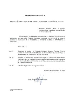 Resolução do Conselho de Ensino, Pesquisa e Extensão nº 0190/2012