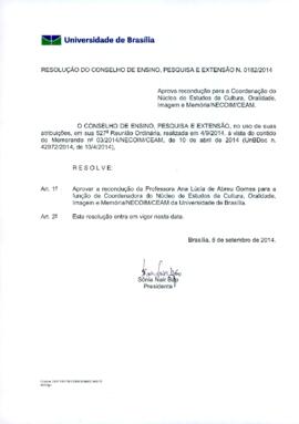 Resolução do Conselho de Ensino, Pesquisa e Extensão nº 0182/2014