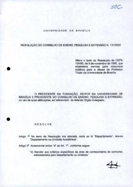 Resolução do Conselho de Ensino, Pesquisa e Extensão nº 0131/2002
